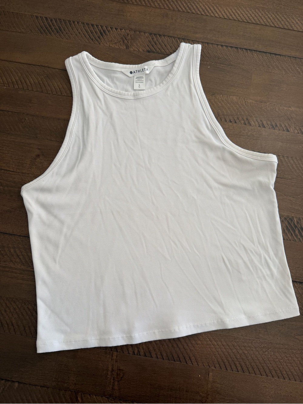 Athleta White Ribbed Cropped Tank